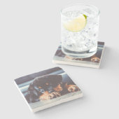 Adorable Rottweiler Welpenschweif Steinuntersetzer (Seitenansicht)