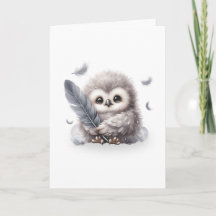 Adorable Round Owl mit einem Feather Blank