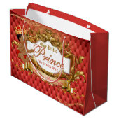 Adorable Royal African Prince Red & Gold Große Geschenktüte (Rückseite Schrägansicht)