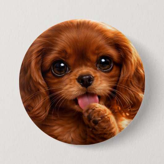 Adorable Ruby Cavalier Spaniel Button (Vorderseite)