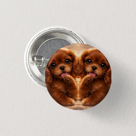 Adorable Ruby Cavalier Spaniel Button (Vorne & Hinten)