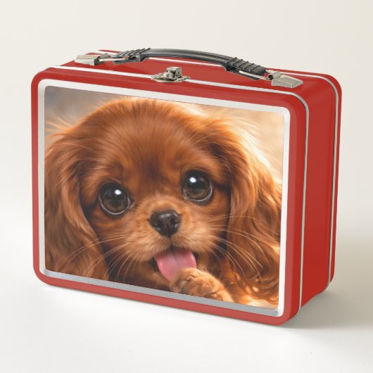 Adorable Ruby Cavalier Spaniel Metall Brotdose (Vorderseite)