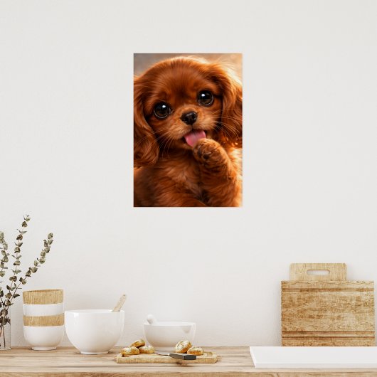 Adorable Ruby Cavalier Spaniel Poster (Küche)
