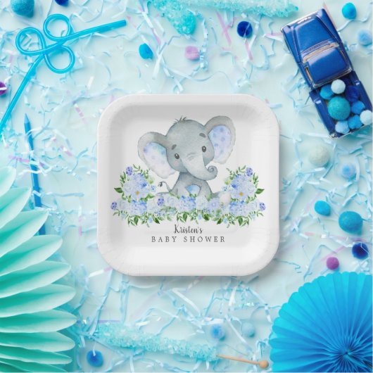 Adorable Safari Elephant Boys Baby Dusche Pappteller (Party)