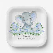 Adorable Safari Elephant Boys Baby Dusche Pappteller (Vorderseite)