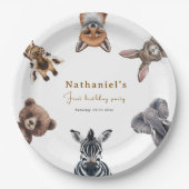 Adorable Safari Forest Animals Geburtstag Pappteller (Vorderseite)