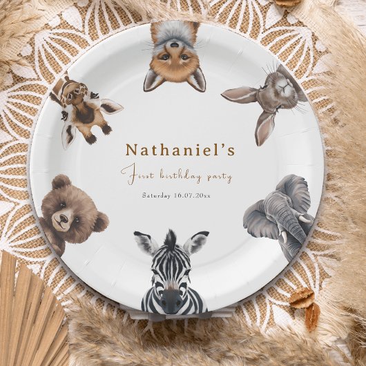 Adorable Safari Forest Animals Geburtstag Pappteller