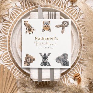 Adorable Safari Forest Animals Geburtstag Serviette
