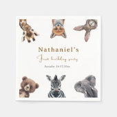 Adorable Safari Forest Animals Geburtstag Serviette (Vorderseite)