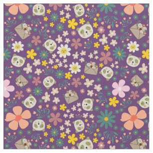 Adorable Safari und botanisches lila Rosa Stoff