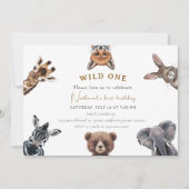 Adorable Safari Waldtiere Geburtstag Einladung (Vorderseite)