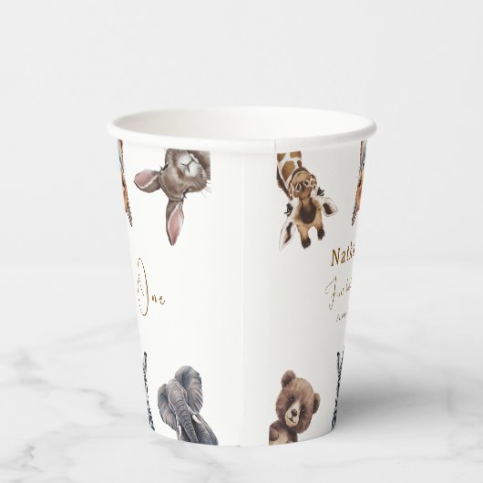 Adorable Safari Waldtiere Geburtstag Pappbecher (Rechts)