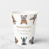 Adorable Safari Waldtiere Geburtstag Pappbecher (Vorderseite)