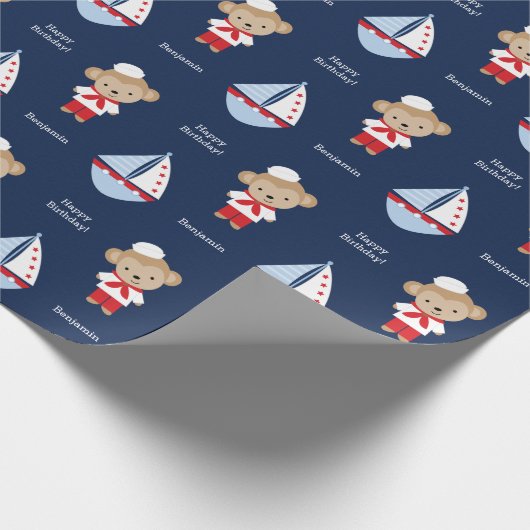 Adorable Sailor Monkey Geschenkpapier (Ecke)