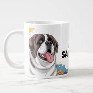 "Adorable Saint Bernard mit Sonnenblumen Jumbo-Tasse