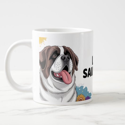 "Adorable Saint Bernard mit Sonnenblumen Jumbo-Tasse (Links)