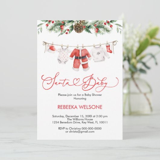 Adorable Santa Baby-Weihnachtsdusche Einladung (Stehend Vorderseite)