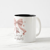 Adorable Santa Christmas Mug with Pink Bow Zweifarbige Tasse (VorderseiteRechts)