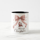 Adorable Santa Christmas Mug with Pink Bow Zweifarbige Tasse (Mittel)