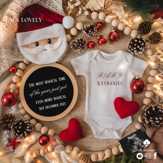 Adorable Santa Christmas Pregnancy Announcement Einladung