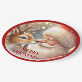 Adorable Santa Claus and Rudolph Party Plates Pappteller (Schrägansicht)