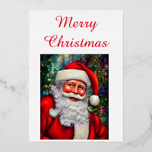 Adorable Santa Claus Frohe Weihnachten Folien Feiertagskarte
