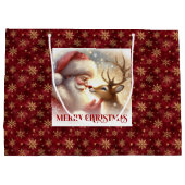 Adorable Santa Claus Rudolph Holiday Gift Bag Große Geschenktüte (Rückseite)
