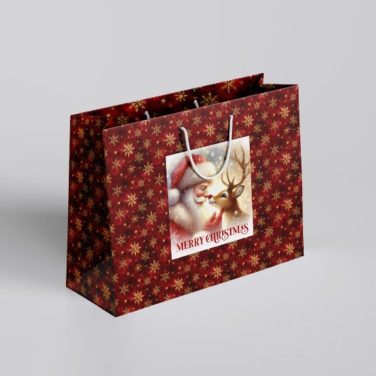 Adorable Santa Claus Rudolph Holiday Gift Bag Große Geschenktüte