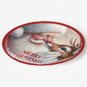 Adorable Santa Claus Rudolph Kids Party Plates Pappteller (Schrägansicht)