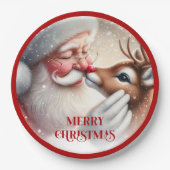 Adorable Santa Claus Rudolph Kids Party Plates Pappteller (Vorderseite)