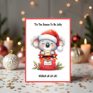 Adorable Santa Koala La La La La La La - Aussie Ch Feiertagskarte