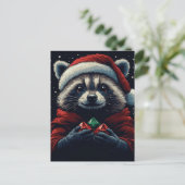 Adorable Santa Raccoon Postkarte (Stehend Vorderseite)