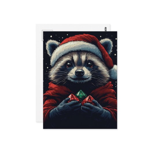 Adorable Santa Raccoon Postkarte (Vorderseite/Rückseite Beispiel)
