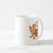 Adorable Santa & Reindeer Christmas Mug Kaffeetasse (VorderseiteRechts)