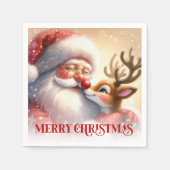 Adorable Santa Rudolph Festive Party Napkins Serviette (Vorderseite)