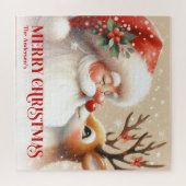 Adorable Santa Rudolph Personalized Holiday Puzzle (Horizontal)