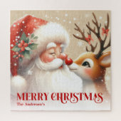 Adorable Santa Rudolph Personalized Holiday Puzzle (Vertikal)