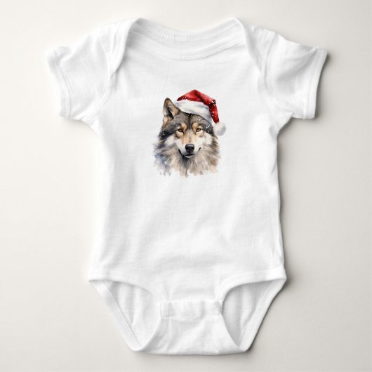 Adorable Santa Wolf Baby Strampler (Vorderseite)
