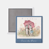 Adorable Save the Date Magnet - Vintage Cat Art (Vorderseite/Rückseite)