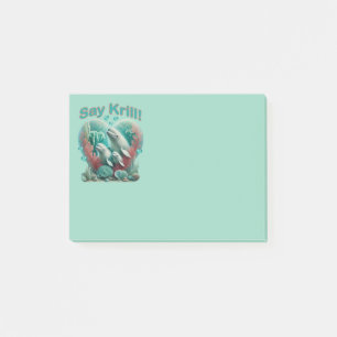 Adorable "Say Krill" Whale Family Portrait Post-it Klebezettel