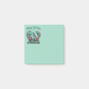 Adorable "Say Krill" Whale Family Portrait Post-it Klebezettel