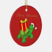 Adorable Schildkröte Weihnachtsmannmütze, heute fr Keramikornament (Rechts)