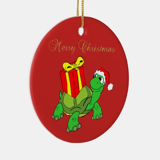 Adorable Schildkröte Weihnachtsmannmütze, heute fr Keramikornament (Rechts)