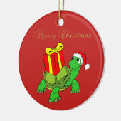 Adorable Schildkröte Weihnachtsmannmütze, heute fr Keramikornament (Links)