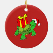 Adorable Schildkröte Weihnachtsmannmütze, heute fr Keramikornament (Hinten)
