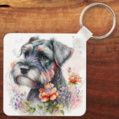 Adorable Schnauzer Welpenhund Schlüsselanhänger (Rückseite)