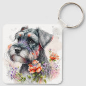 Adorable Schnauzer Welpenhund Schlüsselanhänger (Rückseite)