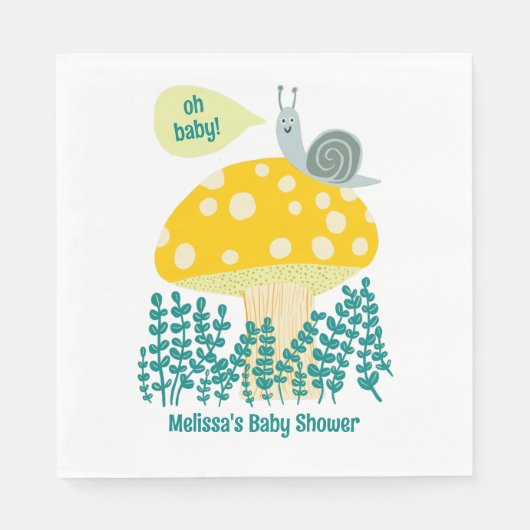 Adorable Schnecke Pilz Niedlich Butterfly Baby Dus Serviette (Vorderseite)