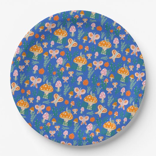 Adorable Schnecke Pilz Schmetterling Niedlich BABY Pappteller (Vorderseite)