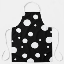 Adorable Schürze Schwarz mit weißen Polka-Punkten